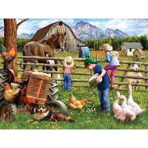 1000 Piece Sharon Steel Puzzle Little Helpers Children Kids Farm Wildflowers Dog